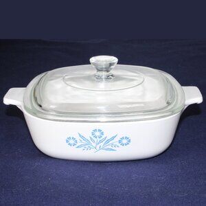 Vintage Corning Ware® Cornflower  P-1-B, 1 Quart Casserole Dish and Pyrex® Lid